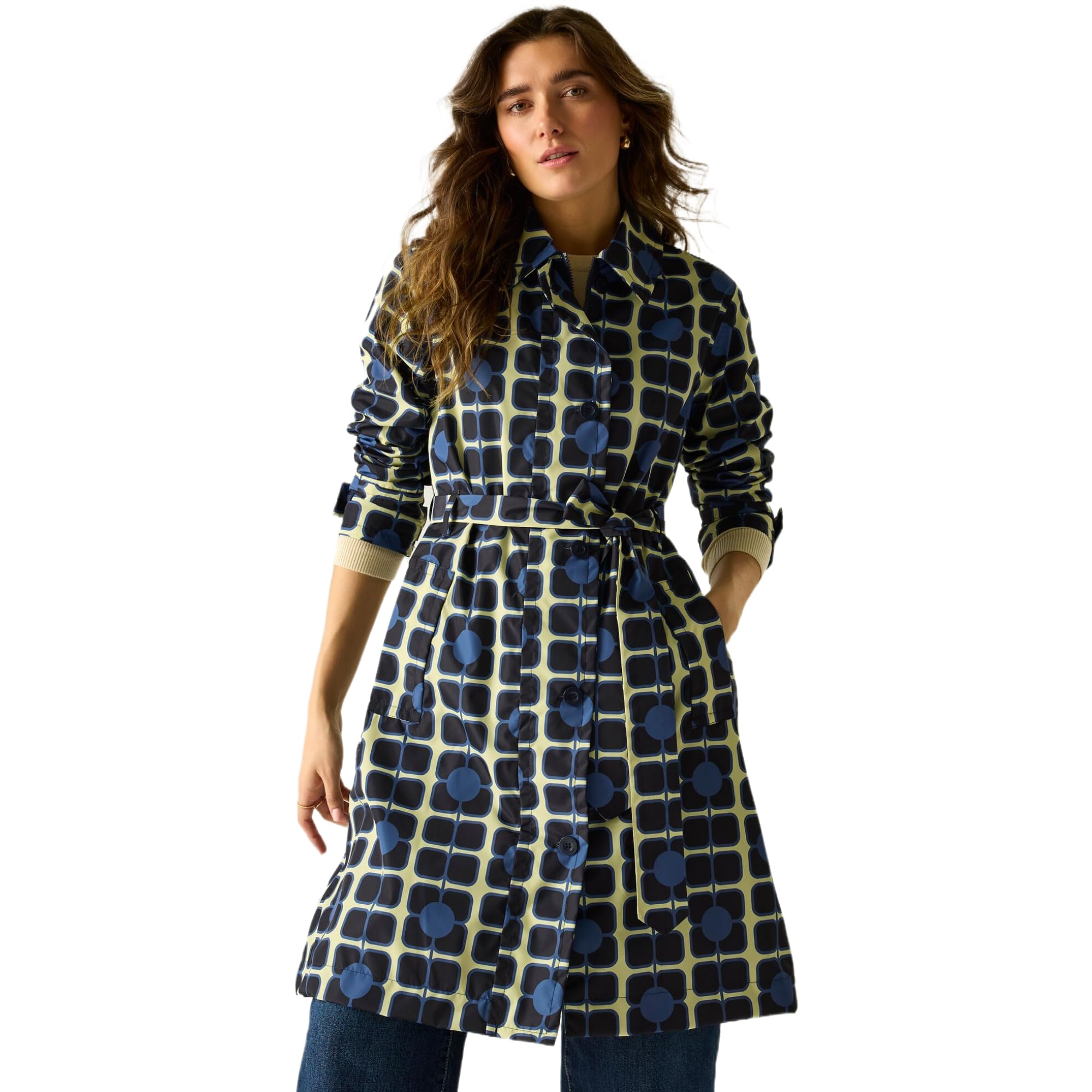 Regatta Women's Navy Orla Kiely Trench Waterproof Jacket In | Size: 18