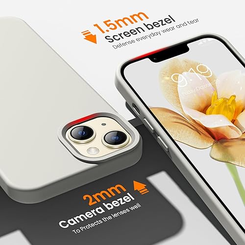 Miniatura 2 de OuXul Funda para iPhone 14, iPhone 13, funda protectora de silicona líquida a prueba de golpes, con forro de microfibra suave antiarañazos, ultra