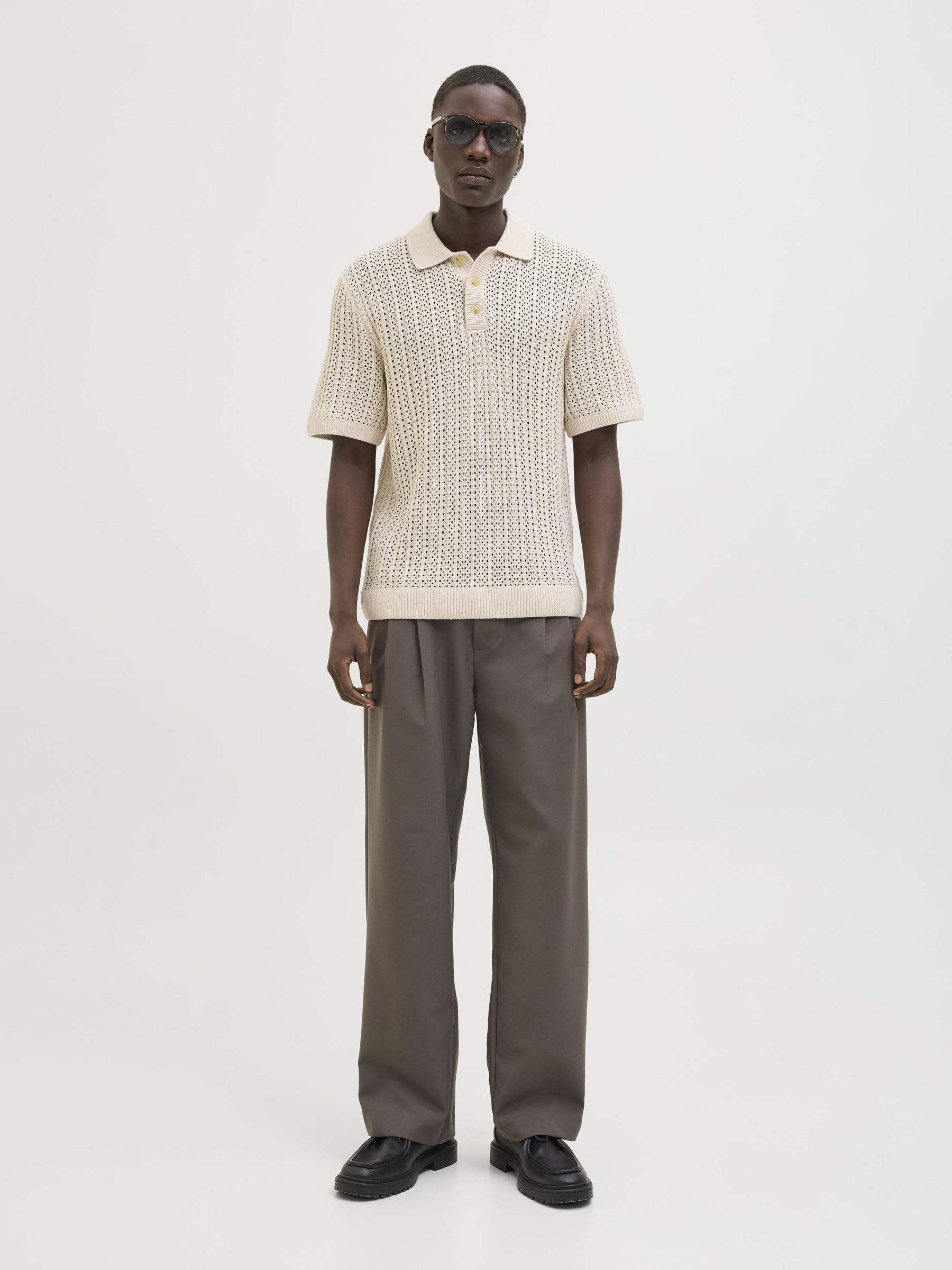 JACK & JONES Jprccjoel Knit Polo Ss Sn męskie, whitecap gray, XL