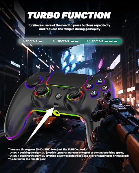 MYSTILUCK Controller Wireless per PS5/PC/MAC/iOS/Android/Steam Deck, Controllore con 7 Colori RGB Variabili/Joystick e Grilletti Hall Effect/Doppia Vibrazione/Connessione Cuffie/Batteria 1500 mAh - 4