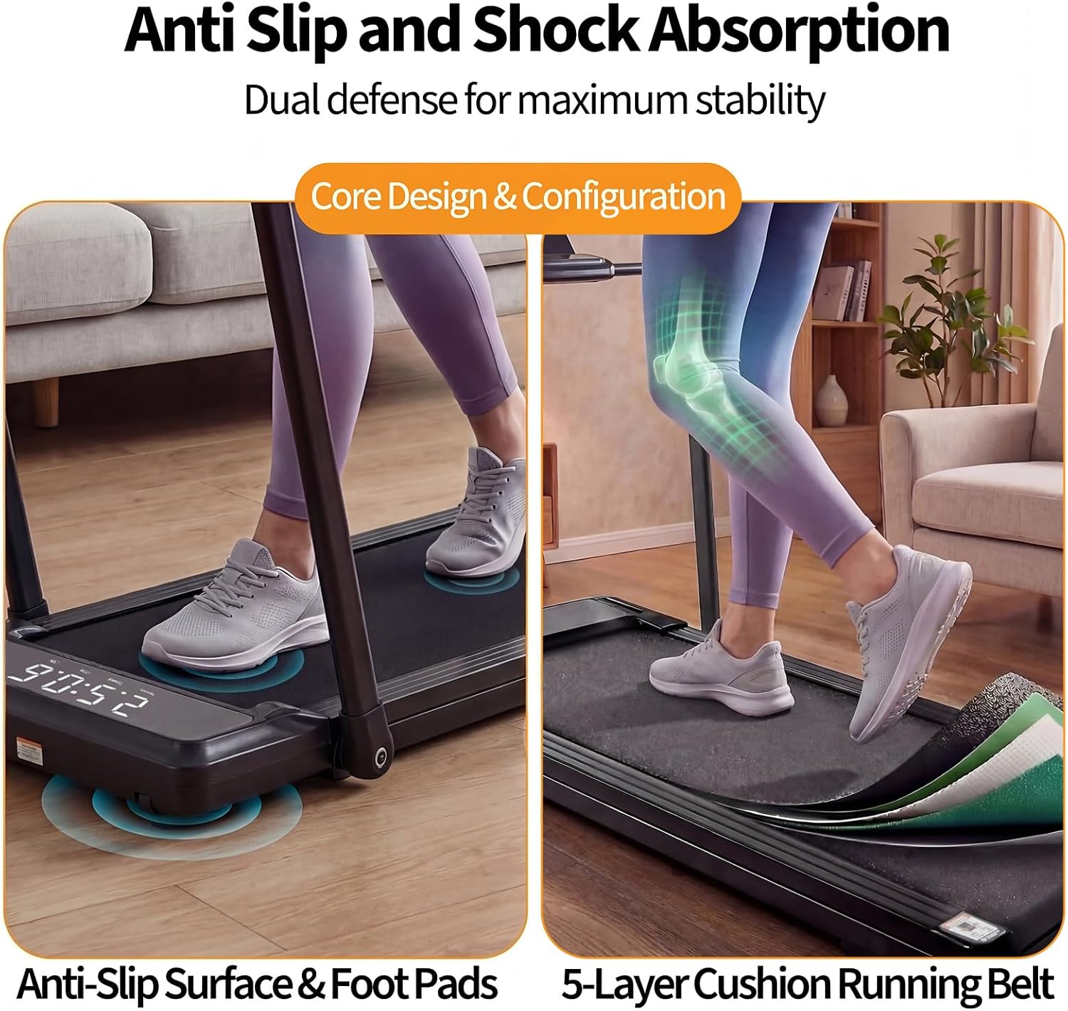NEWBULIG Under Desk Walking Pad Treadmill, Portable Compact Electric Treadmill with Remote Control, Quiet Fitness Equipment & LED Display for Home & Office, Black&Sliver