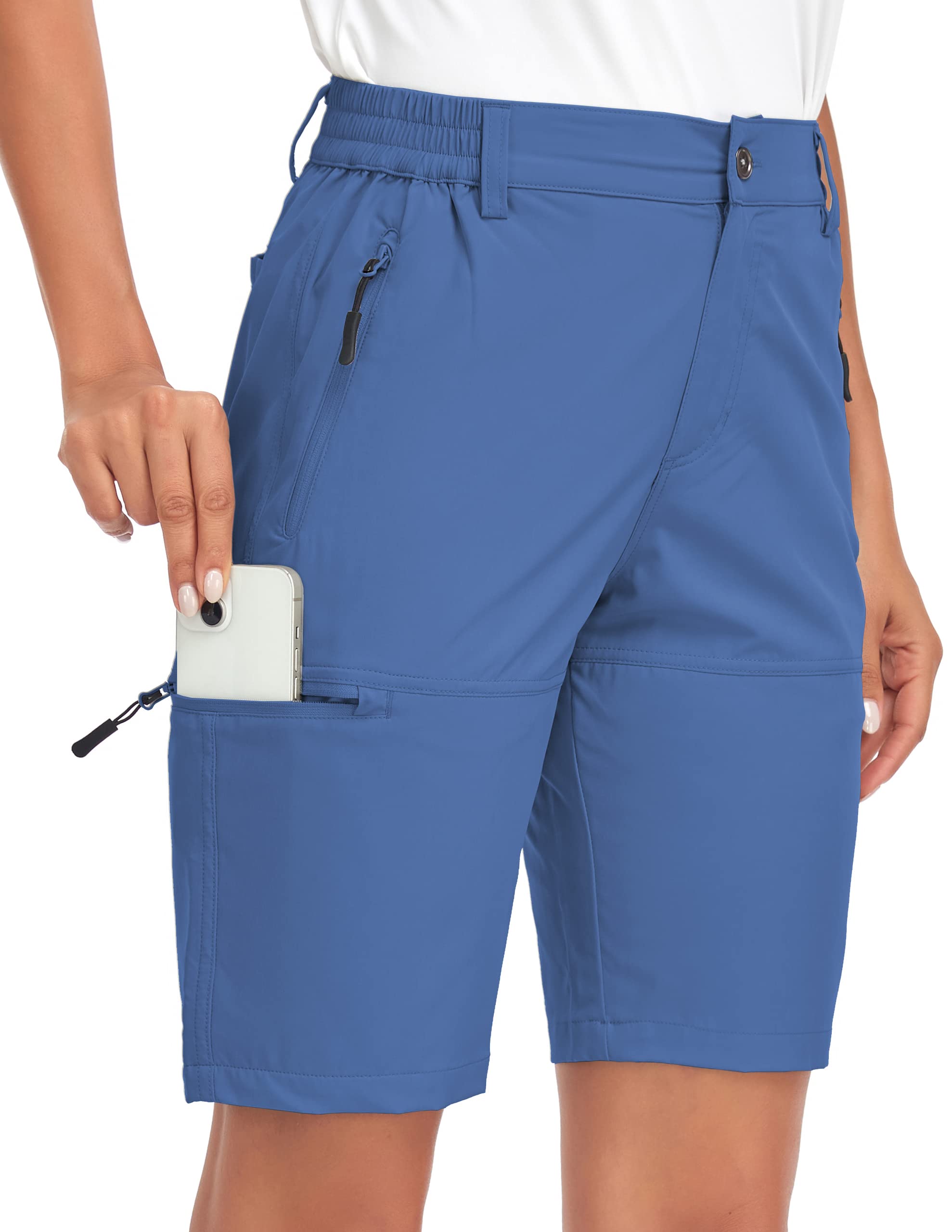 Nomolen Wanderhose Damen Kurz Sommer Cargo Shorts Leichte Atmungsaktiv Schnelltrocknend Arbeitshose Outdoor Sport Golf Running mit Taschen
