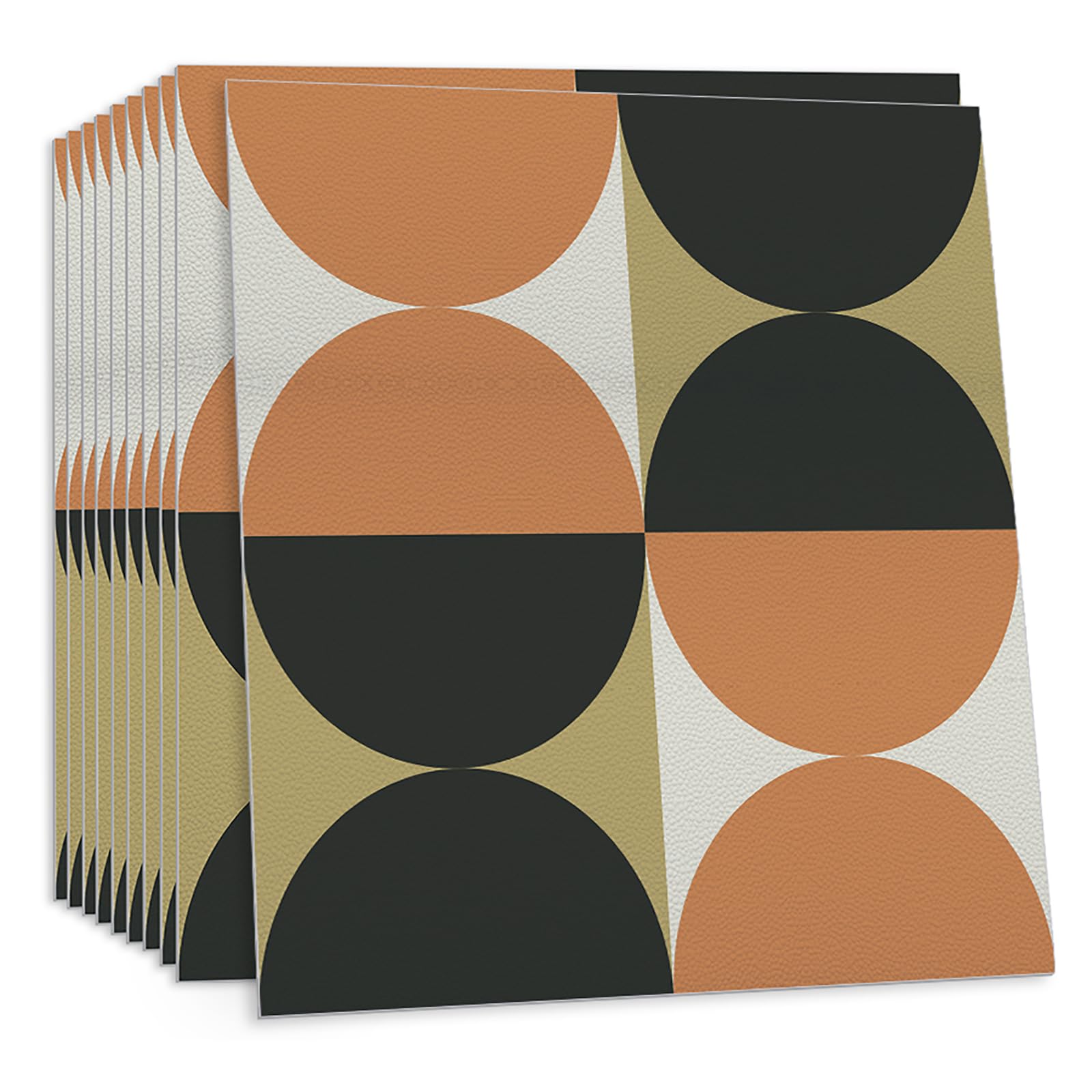 ANHUIB 10 Pcs Orange Gray Peel and Stick Floor Tiles Self Adhesive Stick on Tiles Vintage Pattern Flooring Adhesive Tiles Kitchen Stick Down Vinyl Flooring Waterproof Bathroom Flooring Tile 30×30cm