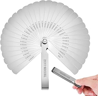 32 Blades Stainless Steel Feeler Gauge, Metric and Imperial Gap Measuring Tool Width and Thickness Feeler Gage Gauge for Spark Plug, Valve Adjustment Tool, 0.02-1.00 mm (0.0008-0.040 Inch)