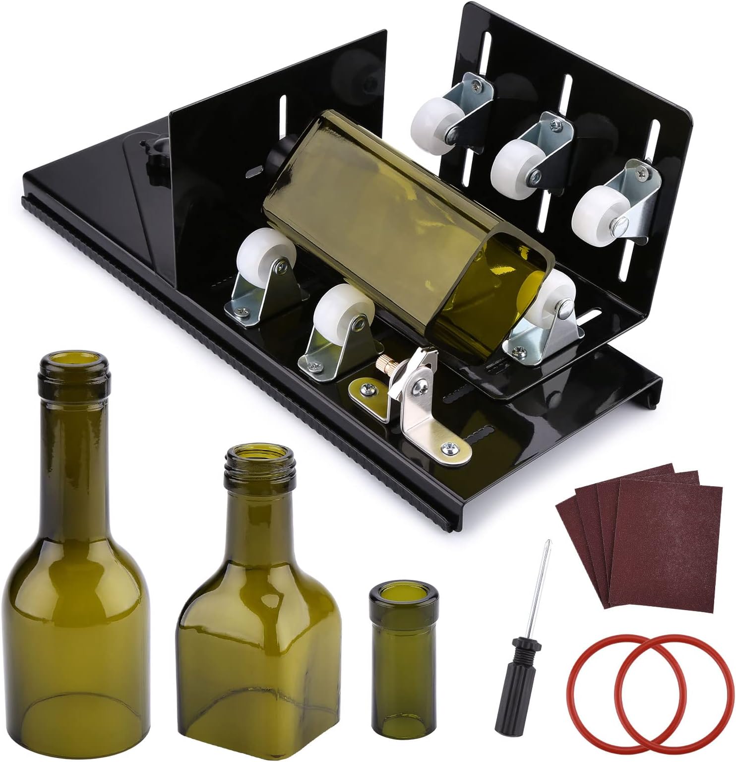 Glass Bottle Cutter, Fixm Bottle Cutter Upgraded Version, Round, Square Bottles and Bottlenecks, Suitable for Bottles of Wine, Beer, Whisky, Champagne, Water and Soda(Black)