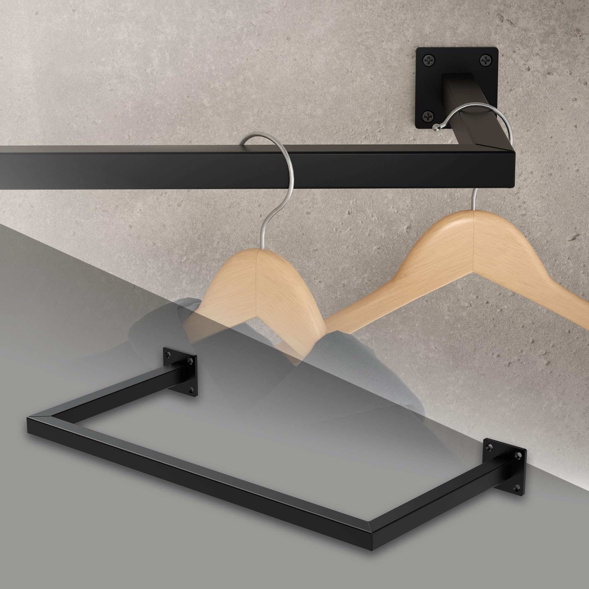 ML-Design Kleiderstange Rechteck für die Wand – U-förmige Wandgarderobe