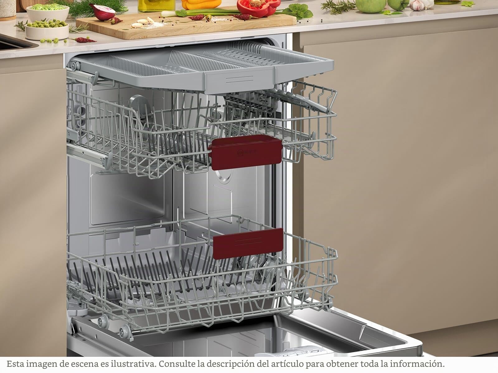NEFF S155EVX04E, N 50, lavavajillas inteligente totalmente integrado, 60 cm, cajón para cubiertos, sistema de cesta Flex II, programa favorito, fuerte rendimiento de limpieza, apertura automática de