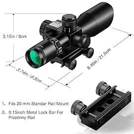 MidTen 2.5-10x40 Red Green Illuminated Mil-dot Scope with Red/Green Laser Combo - Green Lens Color & Mounts