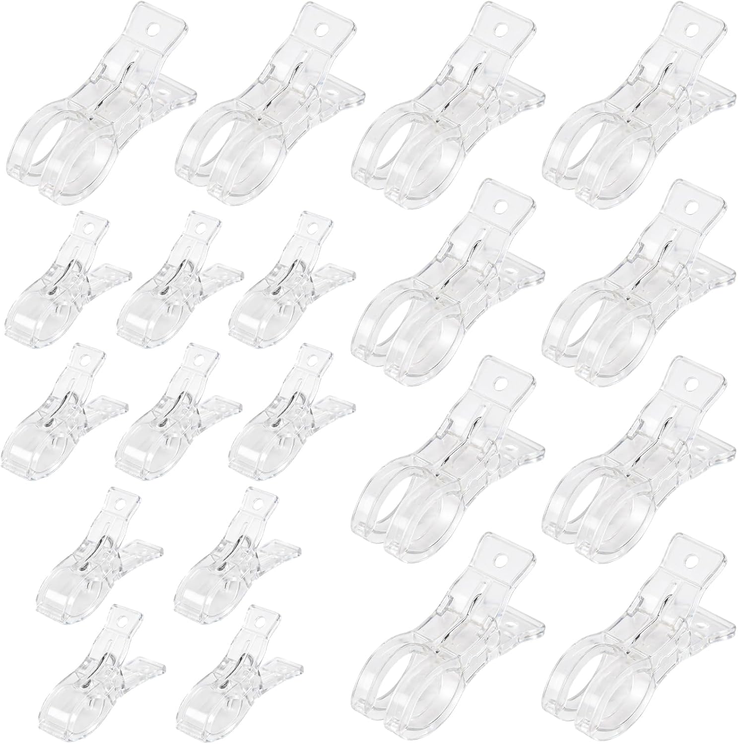 20pcs Balloon Arch Clips, 10 Large 3.54 Inch & 10 Small 2.5 Inch, Transparent Plastic Spring Clamps for Balloon Arch Kit, Backdrop Stand, Crafts, Woodworking, Photography Studios (Clear)