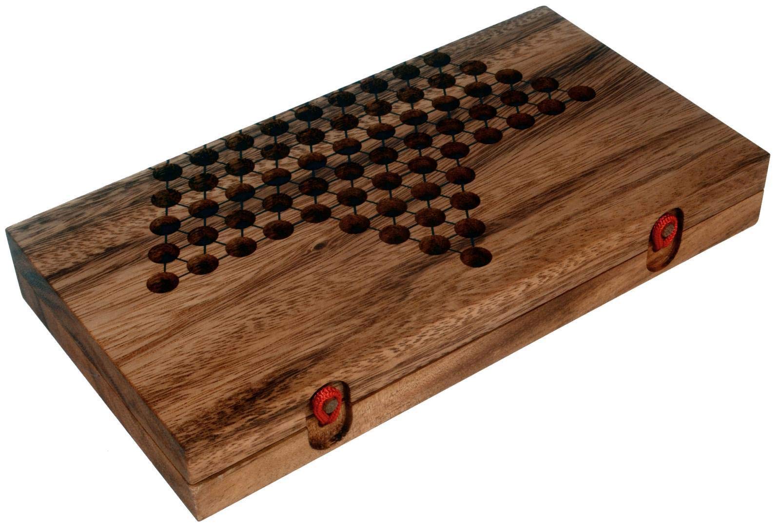 Terrapin Trading Ltd Jeu de Dames Chinois en Bois de Bois de Pluie en Bois thaïlandais équitable Commerce Boîte en Bois 24x13x3