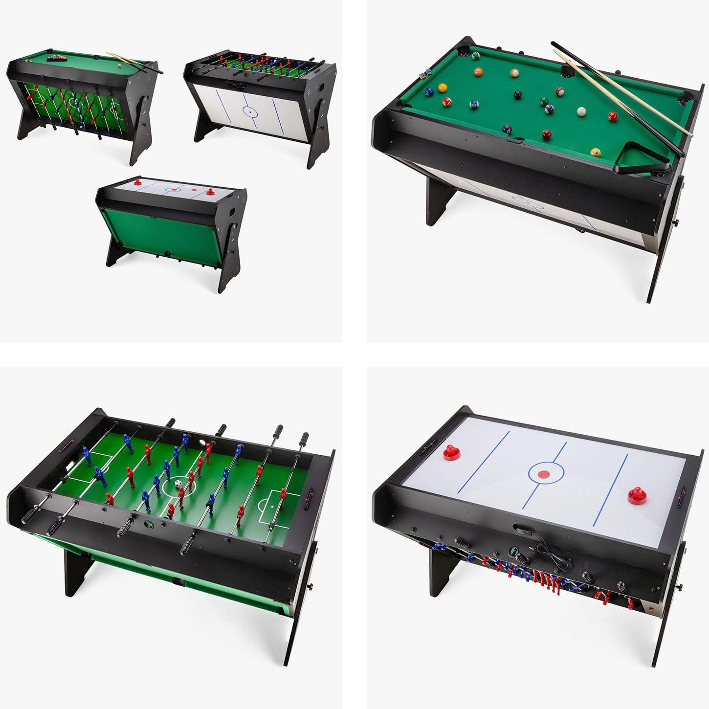 3in1 Spieltisch Kickertisch Tischbillard Airhockey 121x84x85 cm für Kinder und Erwachsene
