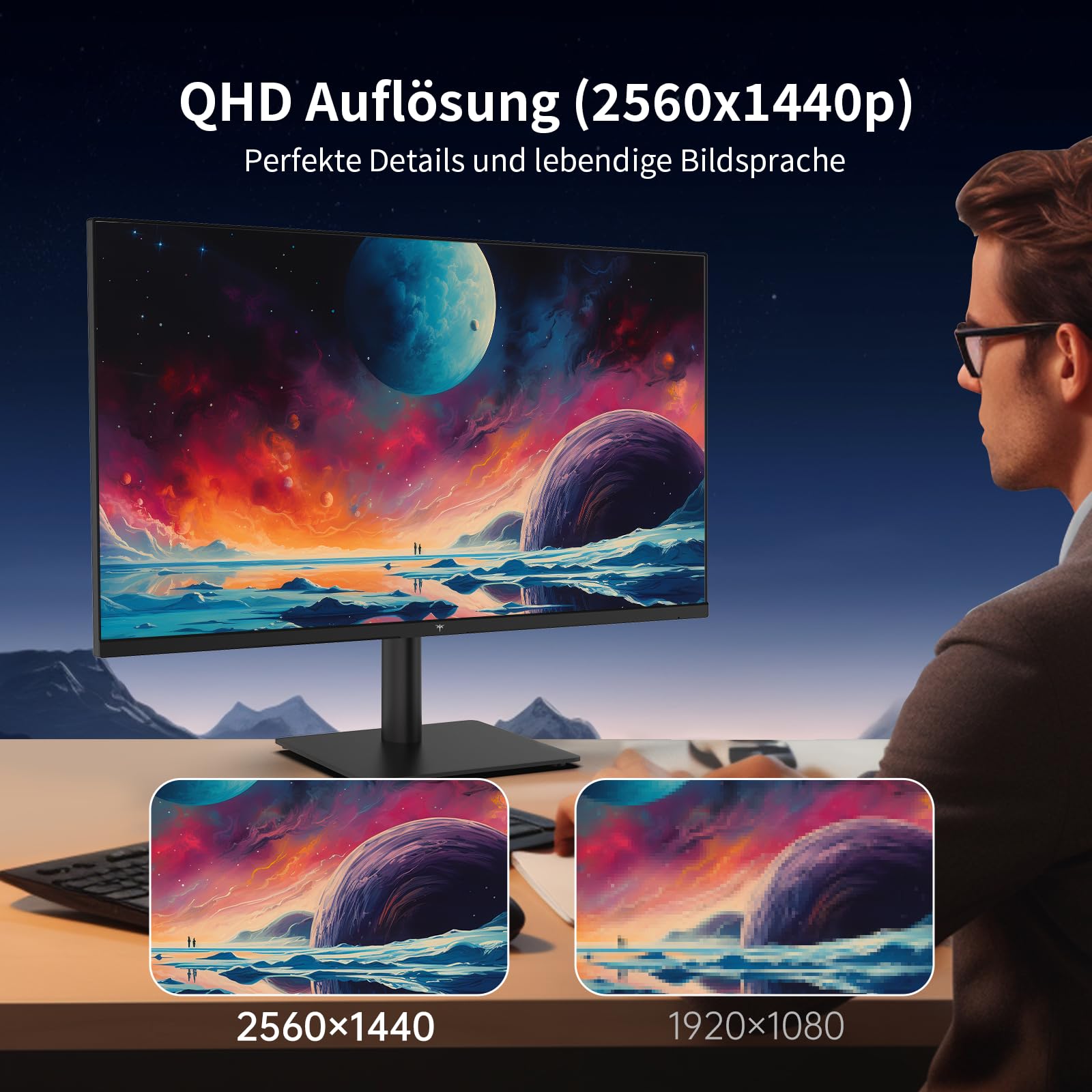 KTC 27 Zoll QHD 2K 100Hz IPS Monitor, 96% DCI-P3, 126% sRGB, VESA 75x75mm, 350 cd/m², Adaptive Sync