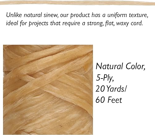 Miniatura 4 de The Beadsmith tendón artificial  Cordón de poliéster encerado  Color natural, 4 capas, carrete de 1 onza, 34 yardas100 pies  Hilo para cuentas,