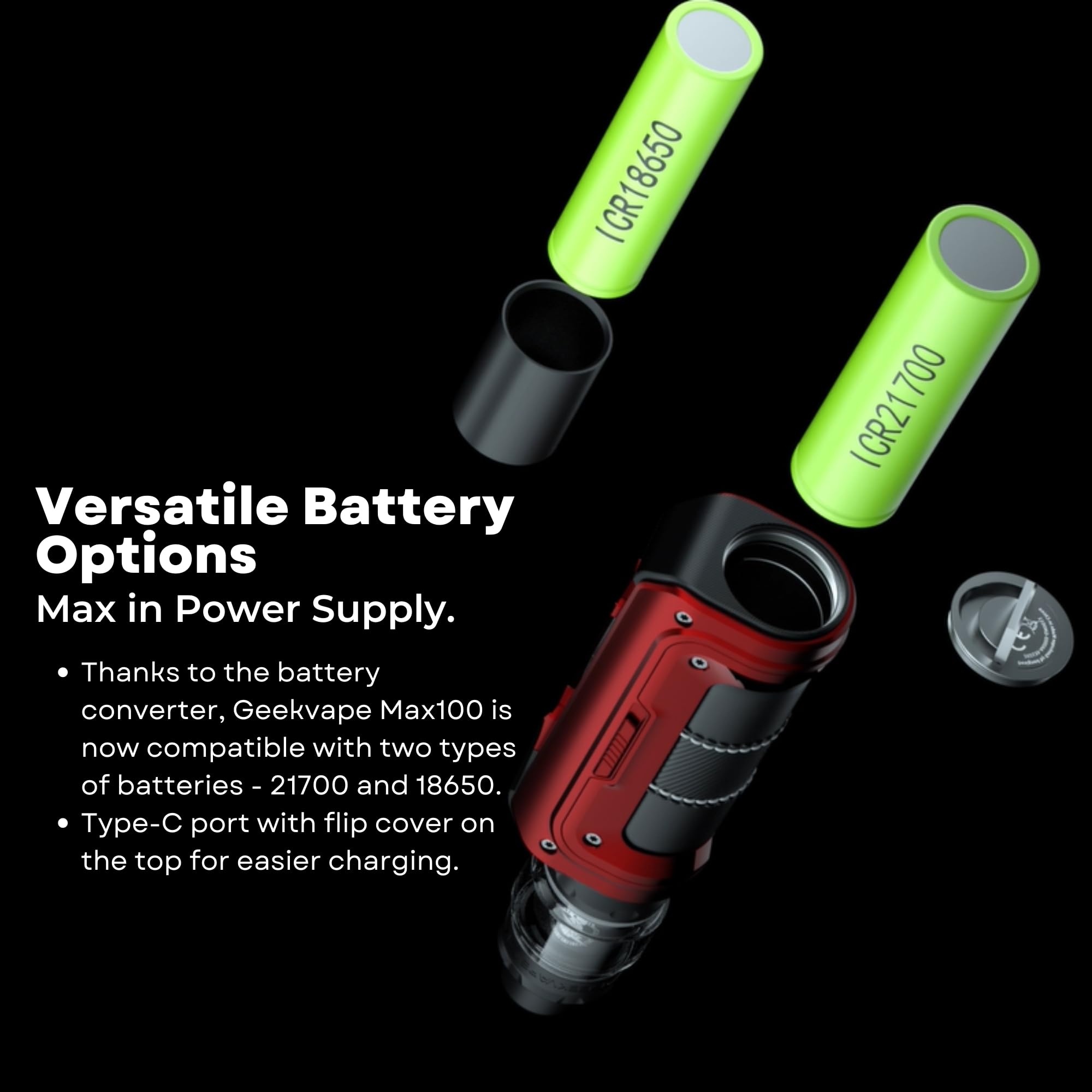 GEEKVAPE Aegis Max 2 Mod - GEEKVAPE Max100 Mod [Requires 18650 or 21700  Battery - Sold Separately] Sub Ohm Vape Kit, IP68, 100W, No Nicotine  [Black]: Amazon.co.uk: Electronics & Photo