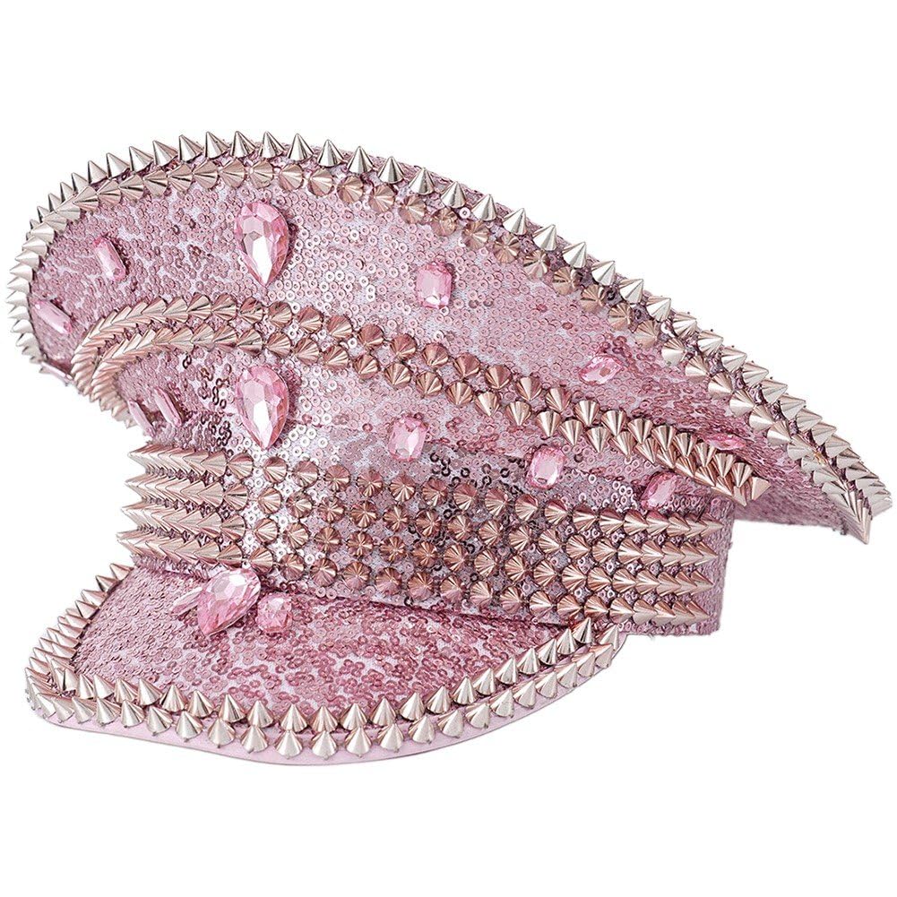 Cappello con Lucidi Cappello con Borchie Rivetto Cappello Ballo per Feste Cappello Stile Punk Cappellini Steampunk alla Moda per Feste Cosplay