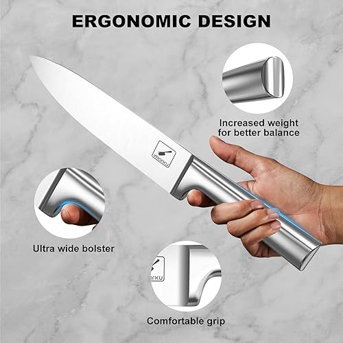 Miniatura 4 de imarku Juego de cuchillos de cocina de 20 piezas con bloque y afilador, juego de cuchillos de cocina de acero inoxidable japonés, juego de bloques