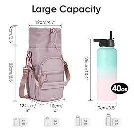sportsnew Water Bottle Holder with Strap 32oz 40oz Insulated Water Bottle Carrier Sling Bag with Phone Pocket Tumbler Bag Cup Sleeve Crossbody Pouch for Walking Hiking Travelling Carrying, Pink