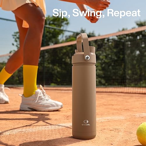 Miniatura 8 de ENCOOL Botella de Agua Aislada con Pajita de Acero Inoxidable, A Prueba de Fugas, Sin BPA, Doble Pared al Vacío Mantiene Frío por 24 Horas para
