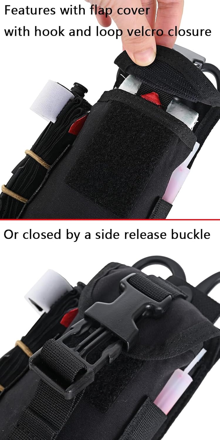 SABADO Tactical Blow Out Med Pouch Bleeder Emergency First Aid Kit MOLLE Clip Trauma Shears Tourniquet Holder Empty IFAK Pouch (Kit Not Included) Security Survival Gear