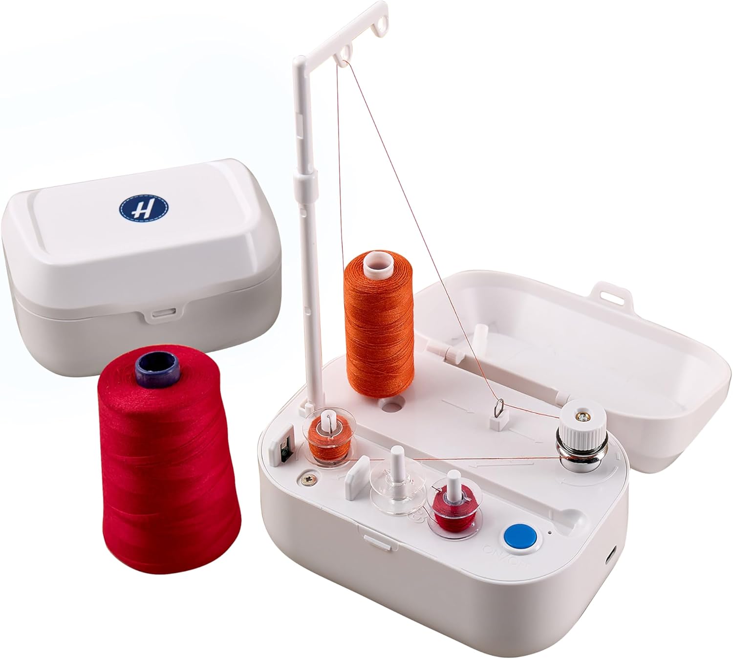 Hemline Automatic Battery Operated Bobbin Winder, White, 11 x 15 x 9cm