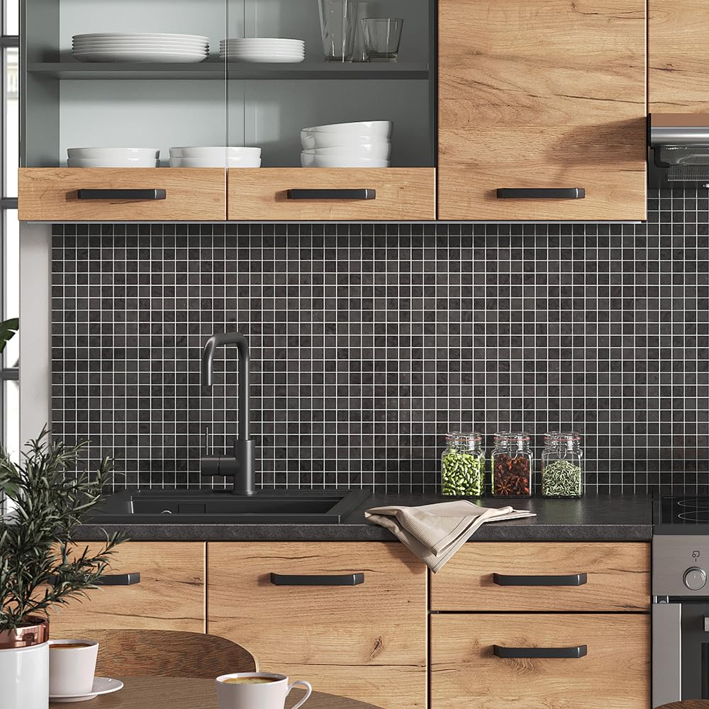 Vicco Mueble de Cocina Raul, Oro Power Roble/Antracita, 240 cm, ET Negro Estampado, combinable de Forma Flexible con Elementos modulares