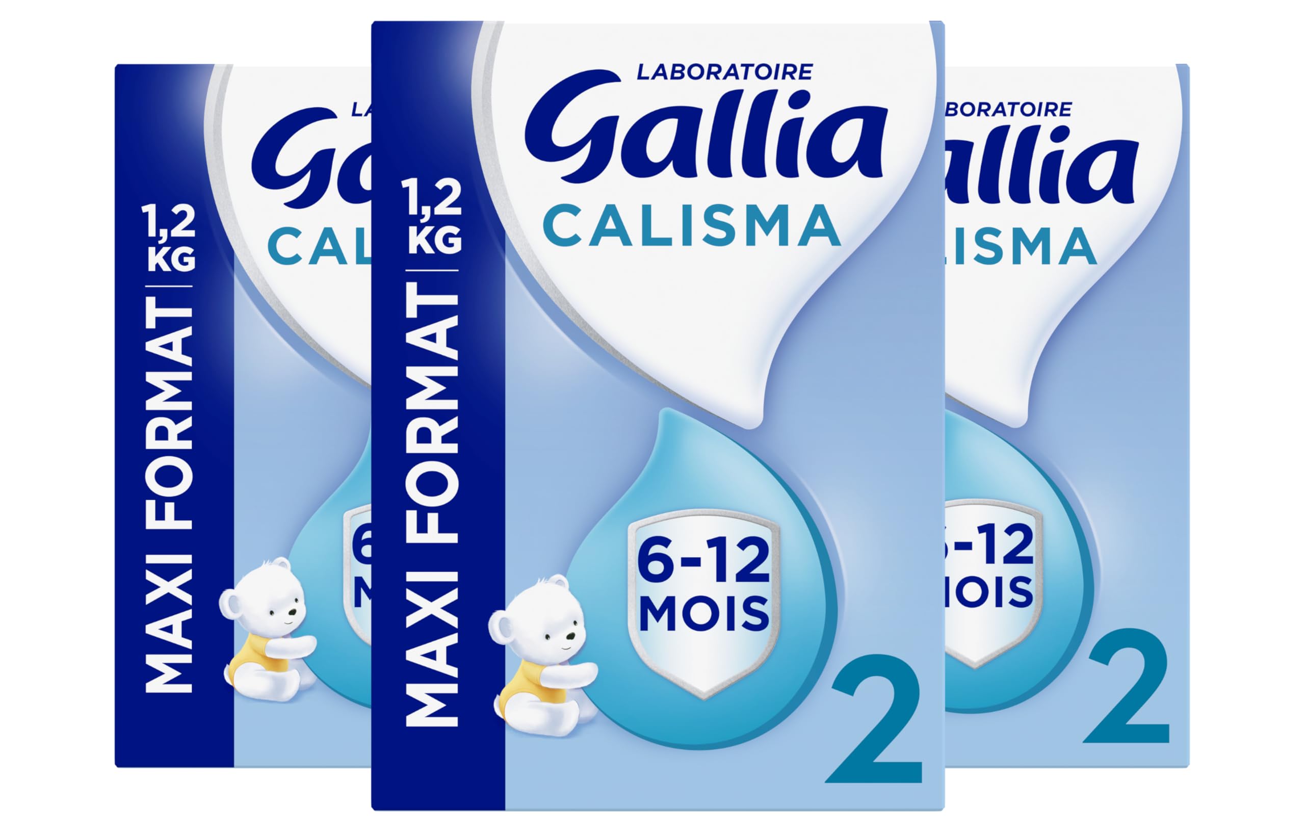 Laboratoire Gallia - Calisma 2ème âge - Lait en Poudre Enrichi en Vitamines A, C & D - Sans Huile de Palme - Bébé de 6 à 12 mois - Lot de 3x1,2kg