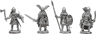 IRON WIND METALS 4 Piece Viking Raiders Set - 100% Lead-Free Pewter - Classic Fantasy Miniatures for 28mm Table Top Games - Made in USA - RAL Partha Miniatures