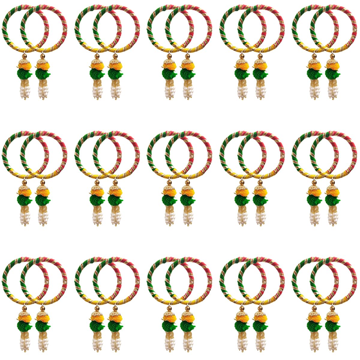 Handmade Gota Patti Bangles with Hangings Return Gifts for Women for Pooja Varalakshmi Vratham, Wedding, Haldi Ceremony, Mehandi Function Giveaways, Bridal Shower Gifting-image-10