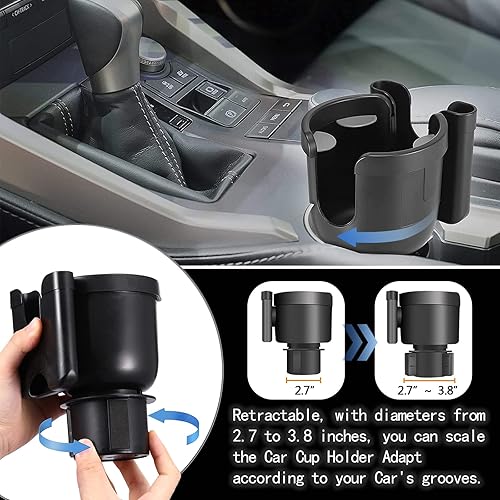 Miniatura 2 de Expansor de portavasos para automóvil, soporte para botella de agua Hydroflask para automóvil, 2 en 1, multifuncional con soporte para teléfono