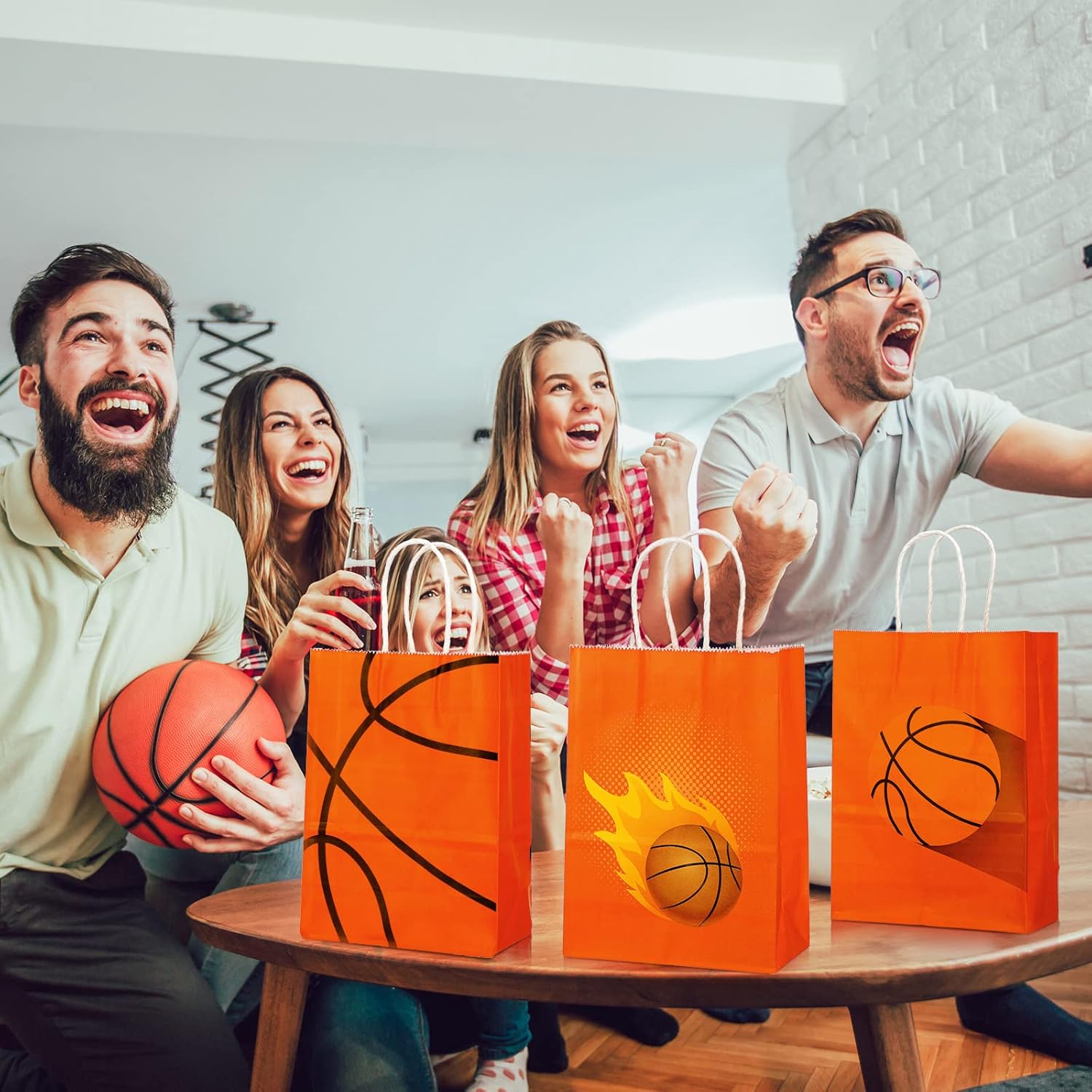 Outus 24 Pcs Basketball Gift Bags Basketball Party Favor Bags Basketball Goody Treat Candy Paper Bags with Handles Basketball Party Decorations for Kids Sports Themed Birthday Party Supplies - Image 7