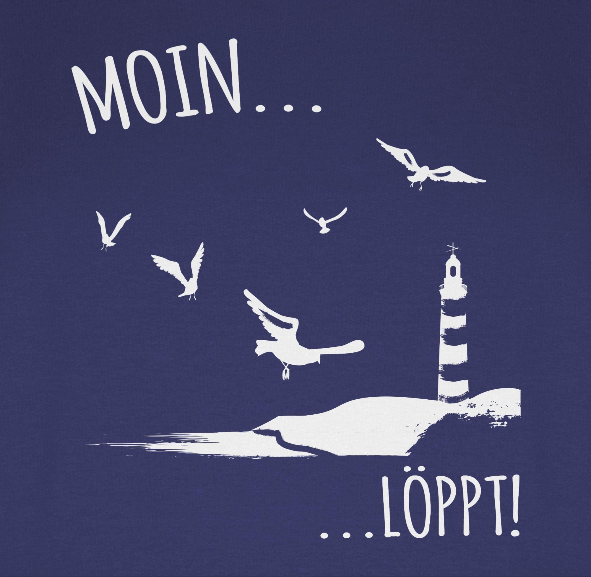 Shirtracer - Pullover Herren Frauen Hoodie Kontrast zweifarbig - Sprüche Statement - Moin löppt I Meerliebe I Maritim I Leuchtturm Motiv Meer