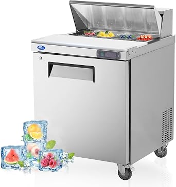 28"W Sandwich Salad Prep Table Refrigerator, 8 Pans, 7.4 Cu.Ft.,ETL