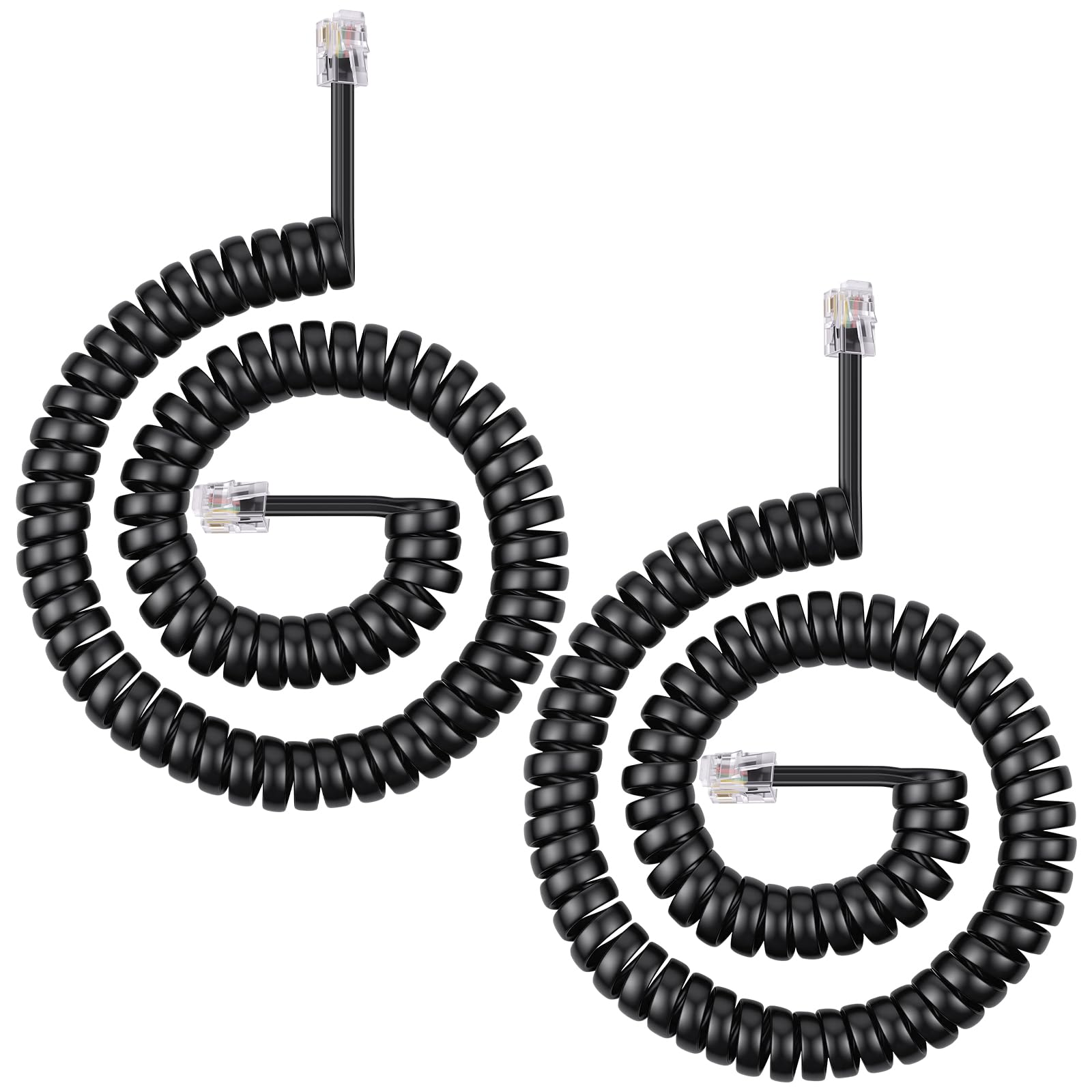 AOOSU Cable Telefónico en Espiral, 4 PCS Cable para Auricular Telefono, 4 Hilos 4P4C RJ10/RJ9/RJ22 Cable Telefónico 3 Metros, Adecuado para el Hogar y Oficina (Negro) — view 8
