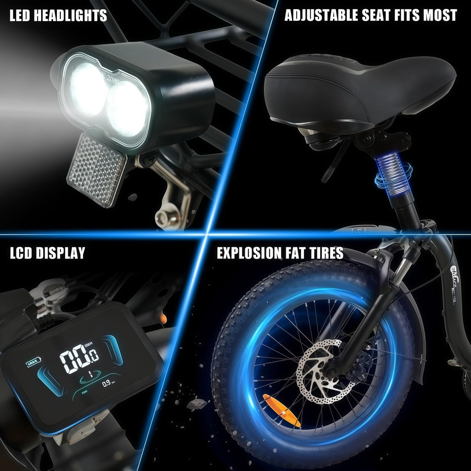 Vélo Électrique Pliant 20 Pouces, VTT Électrique, avec Batterie Amovible 48 V, 7 Vitesses, 3 Modes De Conduite, Moteur sans Balais 250 W, pour Les Trajets Quotidiens.