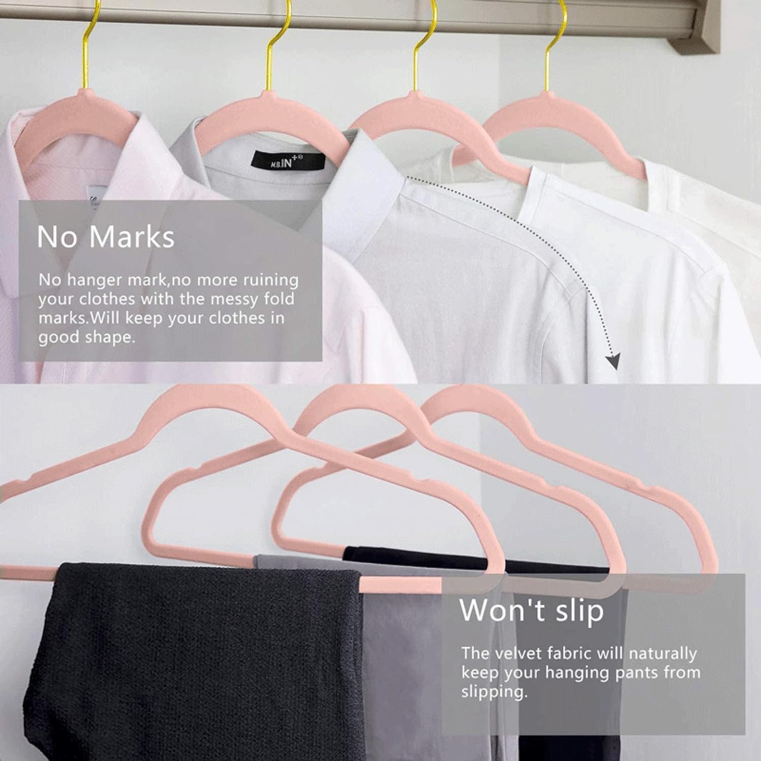 Home Clothes Hangers,Kleiderbügel, Samt-Kleiderbügel, platzsparende rutschfeste Samt-Kleiderbügel, 360° drehbarer Haken, robuster Samt-Kleiderbügel, for Hemden, Jacken, Anzüge, 10 Stück, Rot (Farbe: R