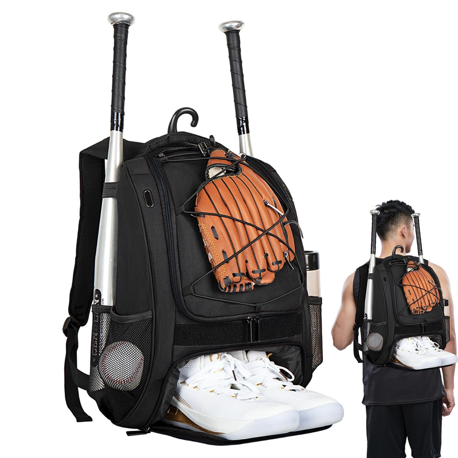Baseball-Tasche Jugend, Kinder-Baseball-Tasche, Baseball-Rucksack, Jugend-Softball-Rucksack mit Schuhfach, Großer Jugend-Baseball-Rucksack, Baseballschläger-Tasche für Wettkämpfe, Erwachsene, Schläger