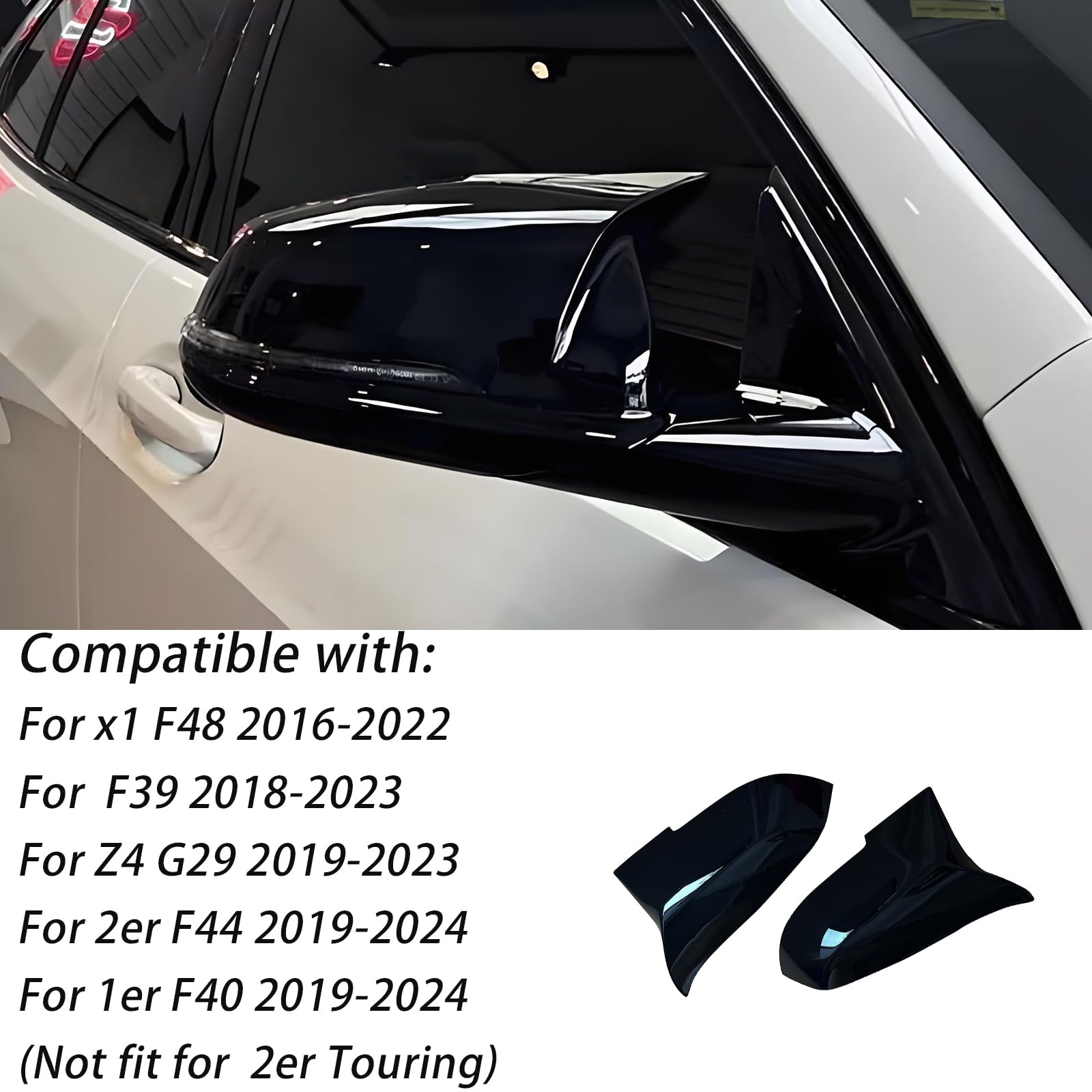 Coperture Specchietti per BMW X1 F48, X2 F39, F40 F44, Z4 G29 | 2PCS Calotte Specchietto Retrovisore Nero Brillante F48 2016-2022 , F39 2018-2023 , F40 F44 2019-2024 , Z4 G29 2019-2023