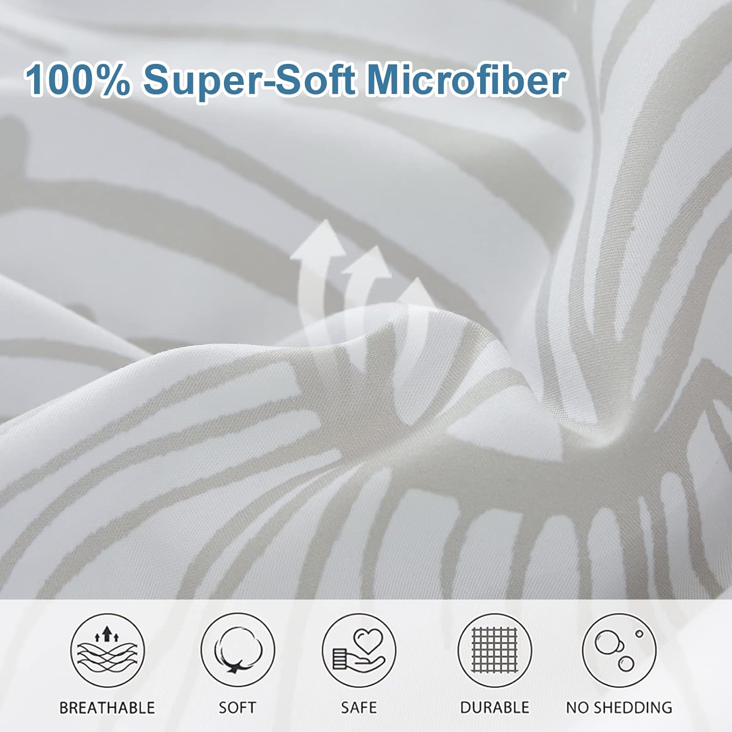 Luxudecor Floral Comforter Set Twin Size, 6 Pieces Bed in a Bag Blue Floral Comforter and Sheet Set, Soft Microfiber Blue Complete Bedding Sets for All Seasons 68"×86" - Image 5