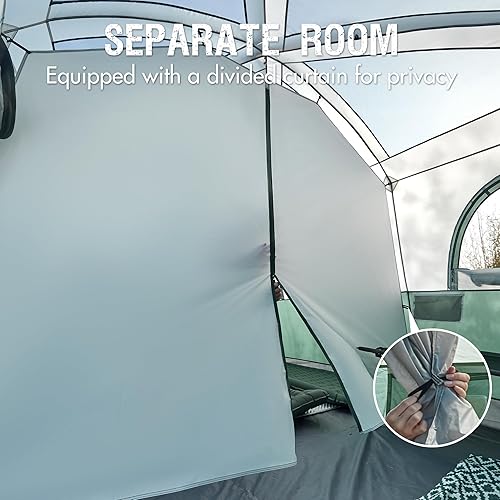 Miniatura 5 de PORTAL Tienda de campaña familiar para 8 personas con porche, tiendas de campaña resistentes a la intemperie con lluvia, tiendas de campaña grandes