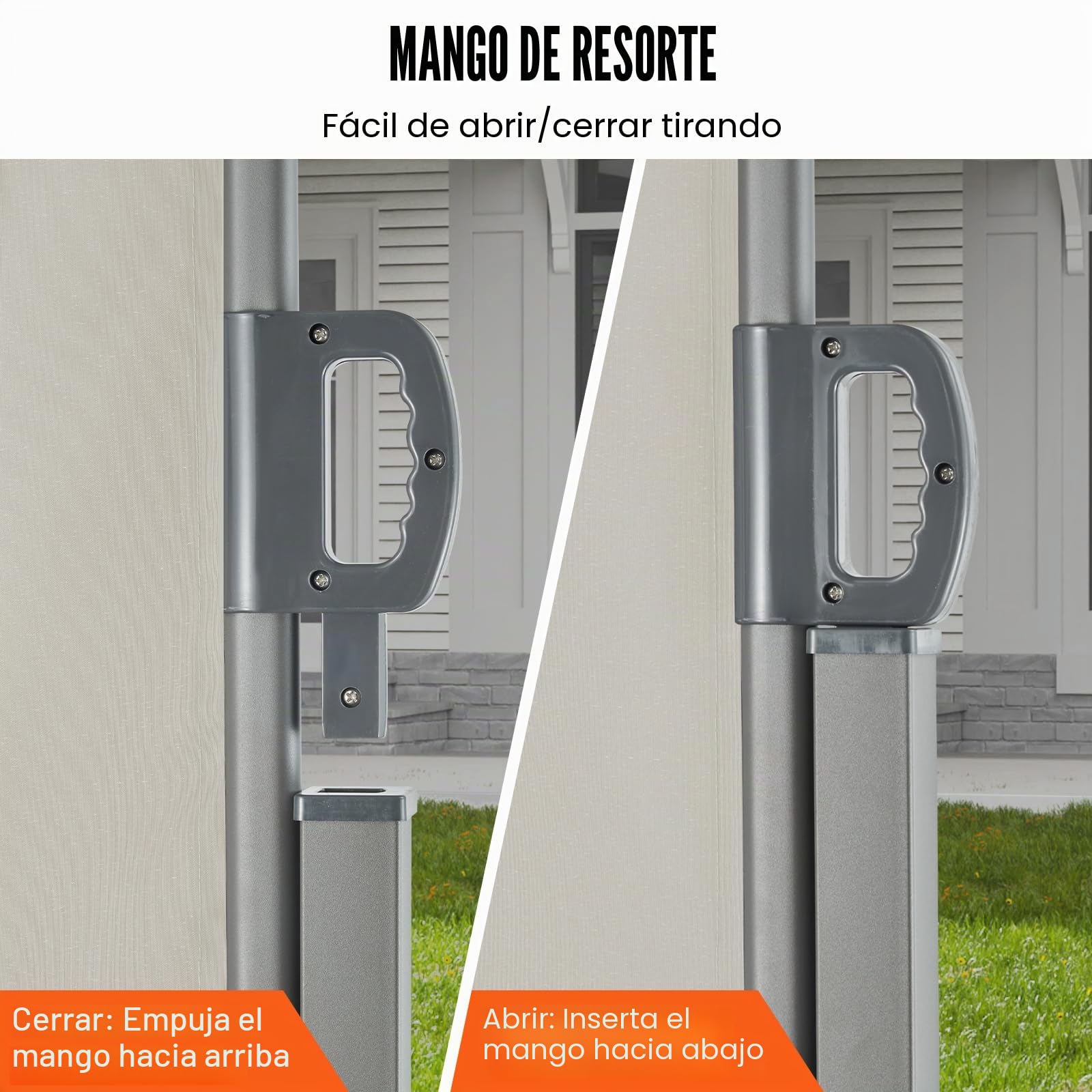 VEVOR Toldo Lateral Retráctil Pantalla de Privacidad al Aire Libre 180x300 cm Toldo Lateral contra Viento Impermeable de Poliéster Divisor de Habitación UV 30+ para Patio, Jardín, Balcón, Beige