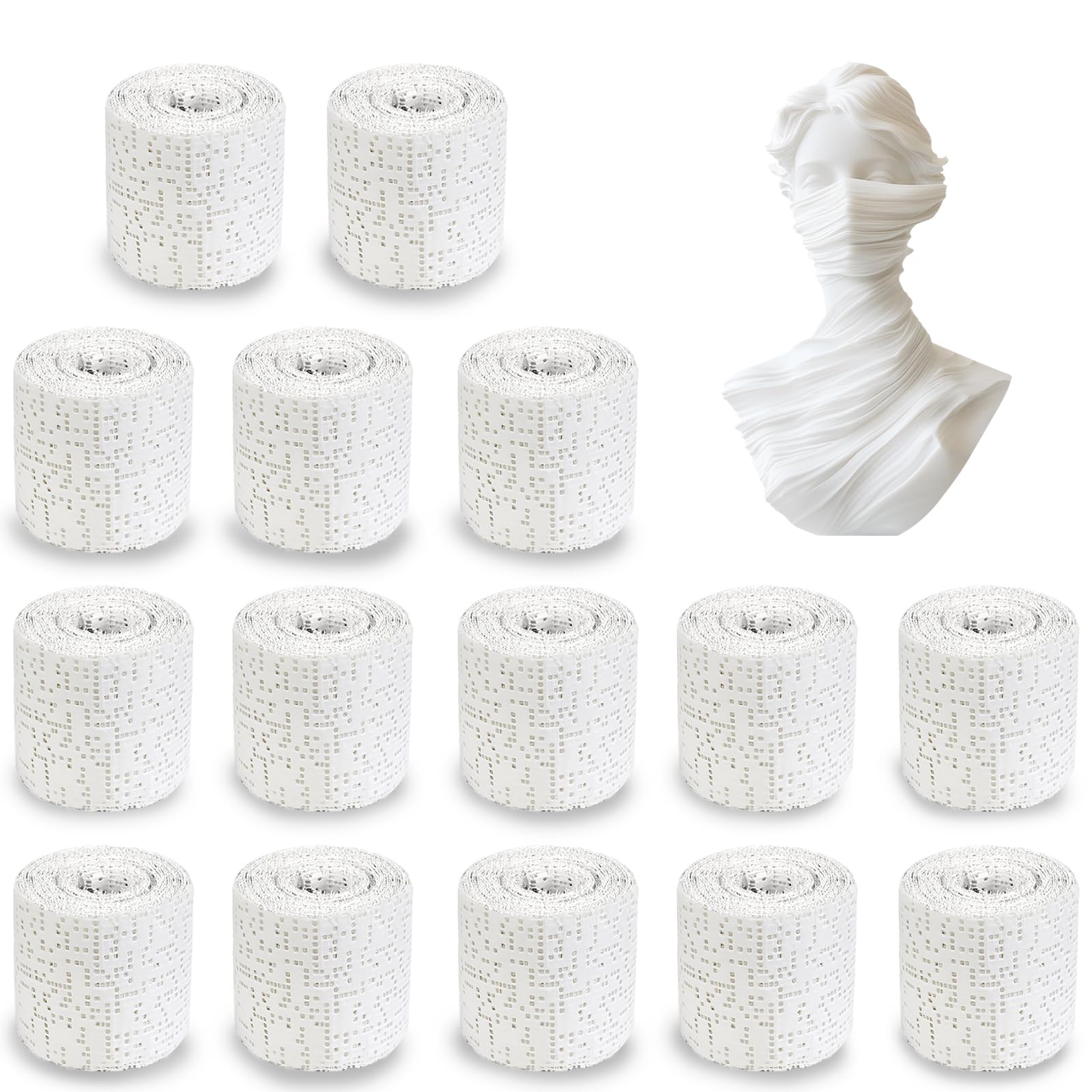 KELAV Gipsbinden Gipsabdruck Set 15 Rollen, 5 x 270cm Gipsbinde Rolle Abdruck Verband, Schnell Trocknend und Komfortabel, Gipsbinden zum Basteln, Weiß Gipstuch für Gipsabdruck