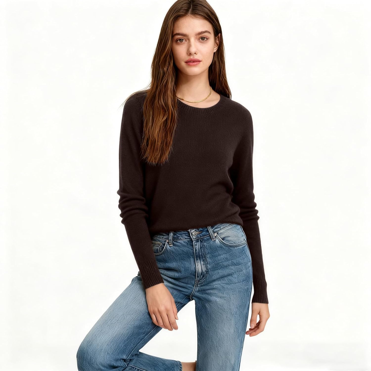 SANGTREE Women's Crewneck Wool Pullover Sweater Soft Classic Casual Long Sleeve Tops for Everyday Wear - Image 2