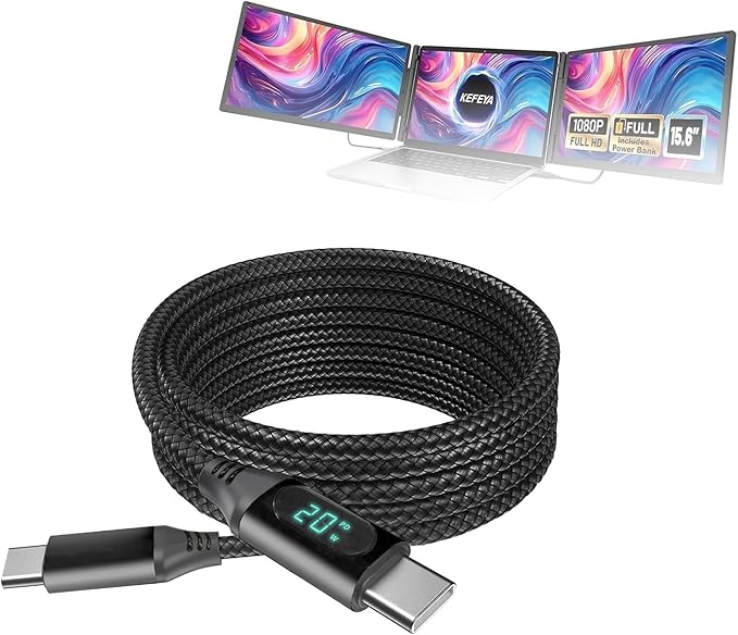 Cable Extensor de Pantalla USB-C 100W con Monitor LED
