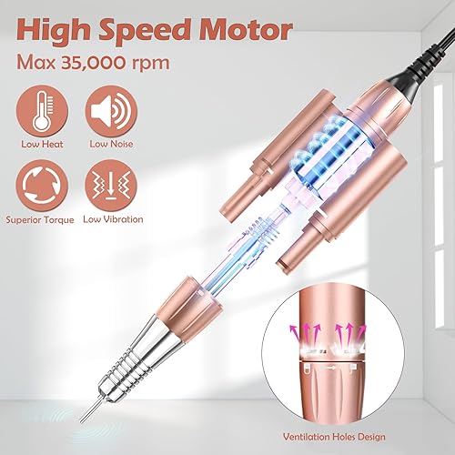 Miniatura 2 de Huhubol - 10 piezas de máquina profesional de uñas, lima de uñas eléctrica, herramientas de uñas para uñas acrílicas, pulido, exfoliación, 35000RPM
