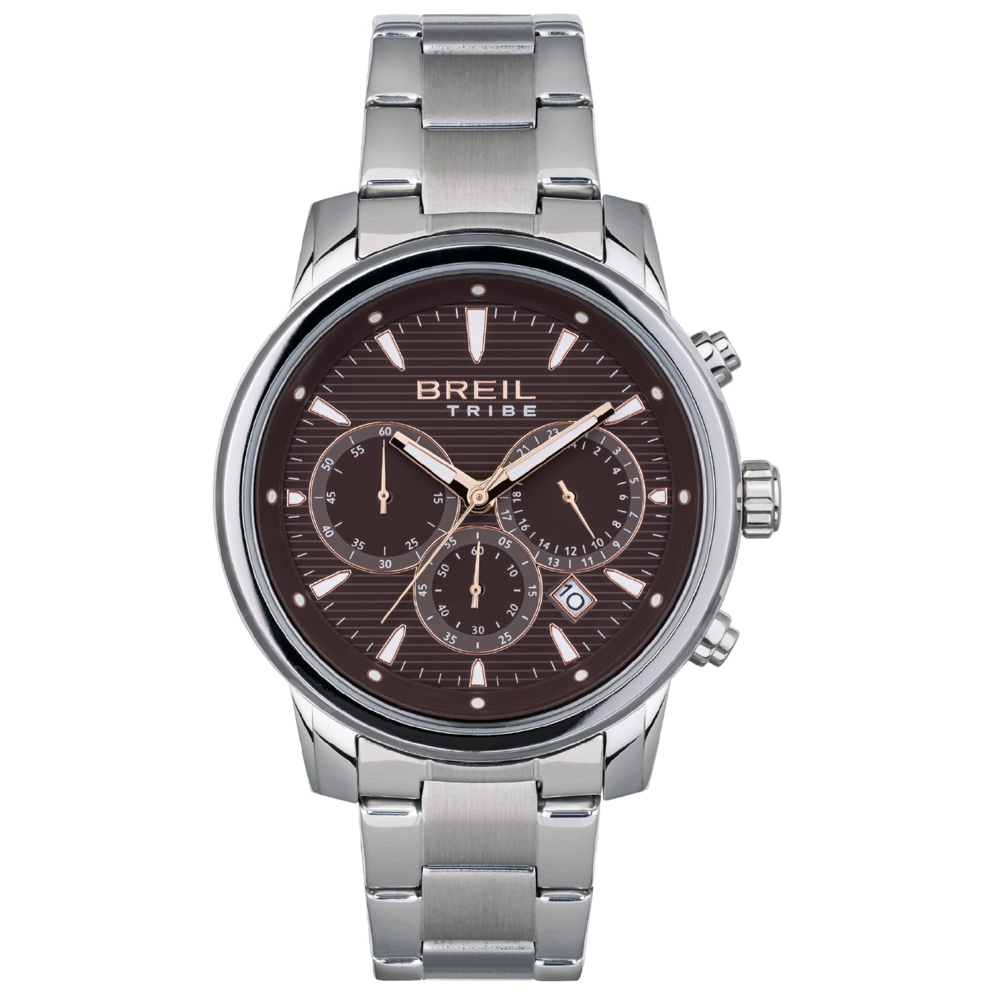Breil Orologio UOMO CALIBER quadrante MONO-​COLORE MARRONE movimento CRONOGRAFO QUARZO e BRACCIALE ACCIAIO ARGENTO EW0512