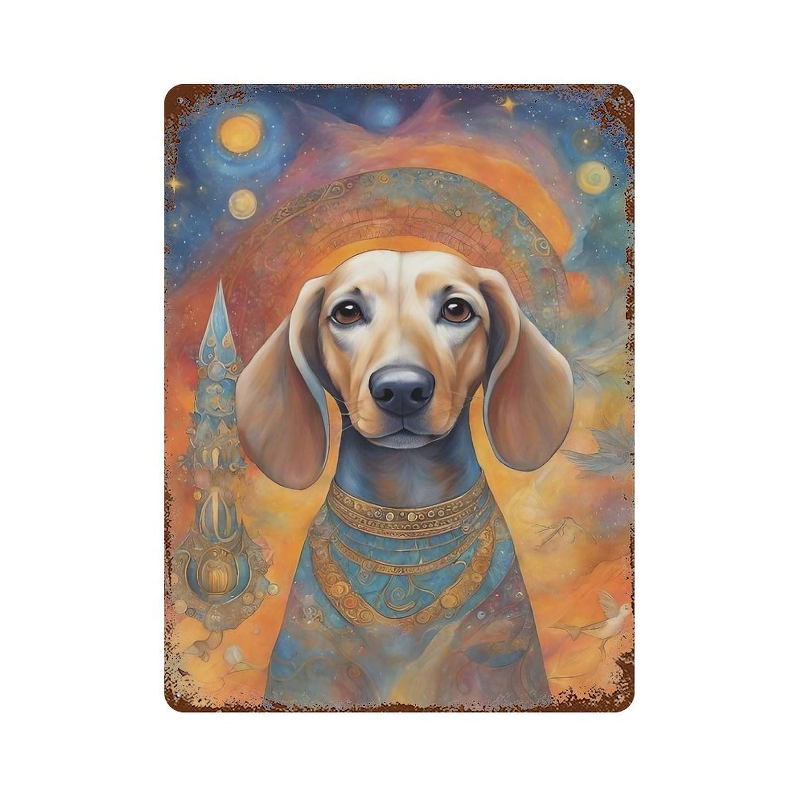 Dog00032 Rust Effect Tin Sign 15.7"x11.8", Old School Wall Decor for Living Room, Hallway And Home Decor