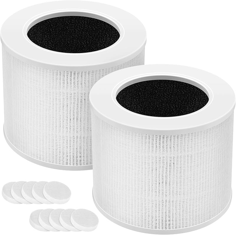 Cabiclean Core Mini Replacement Filter for LEVOIT Core Mini-P Air Purifier | Core Mini-RF Filter, Activated Carbon, for Smoke, Odors, Dust, Pet Hair, 2 Filter & 10 Fragrance Sponge