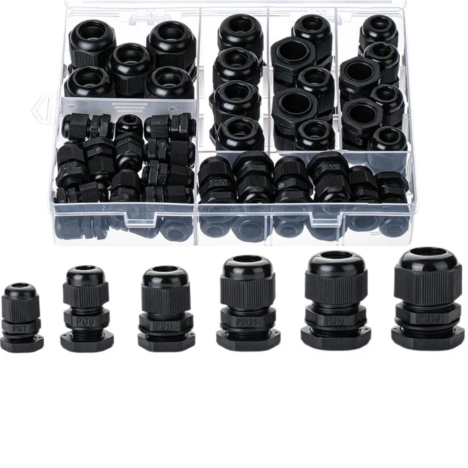 Xinglongs 50Pcs With Box Waterproof Cable Glands 50Pcs Waterproof Ip68 Cable Gland Adjustable 3-16Mm Connectors Pg7 Pg9 Pg11 Pg13.5 Pg16 Pg19 Joints(50Pcs With Box)