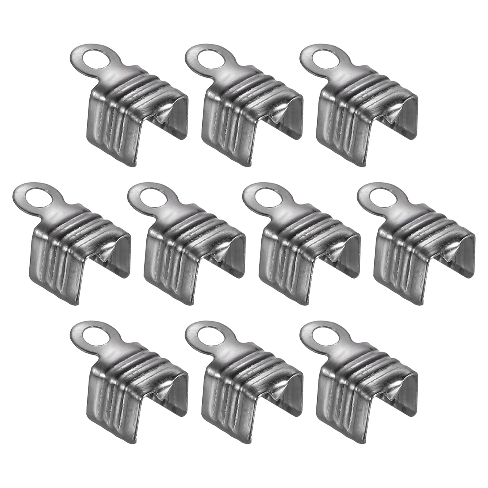 uxcell 100Pcs 5 x 7.5mm Fold Over Cord Ends, Cord Tips Leather Rope End Caps, Crimp Clamp Clasp Fastener Loop for DIY Jewelry Craft Making, Black
