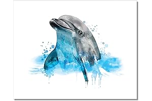 Unframed Ocean Wall Decor: Stunning Dolphin Art Print - Watercolor Porpoise Picture - 11x14